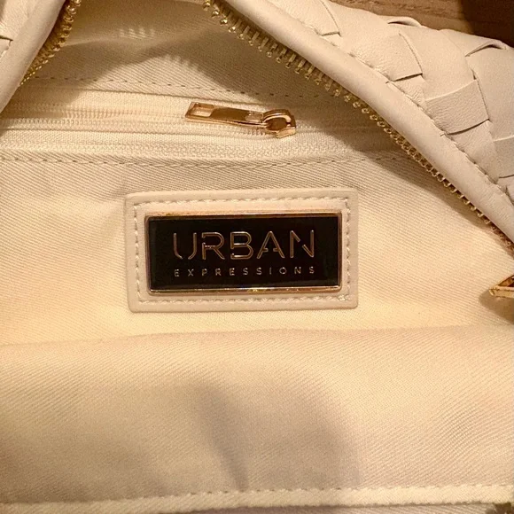 Urban Expressions- Woven Handle Shoulder Bag - Cream - Picture 2 of 5